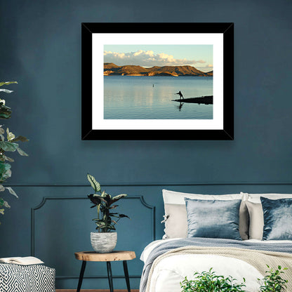 Lake Pleasant Fisherman Silhouette Wall Art