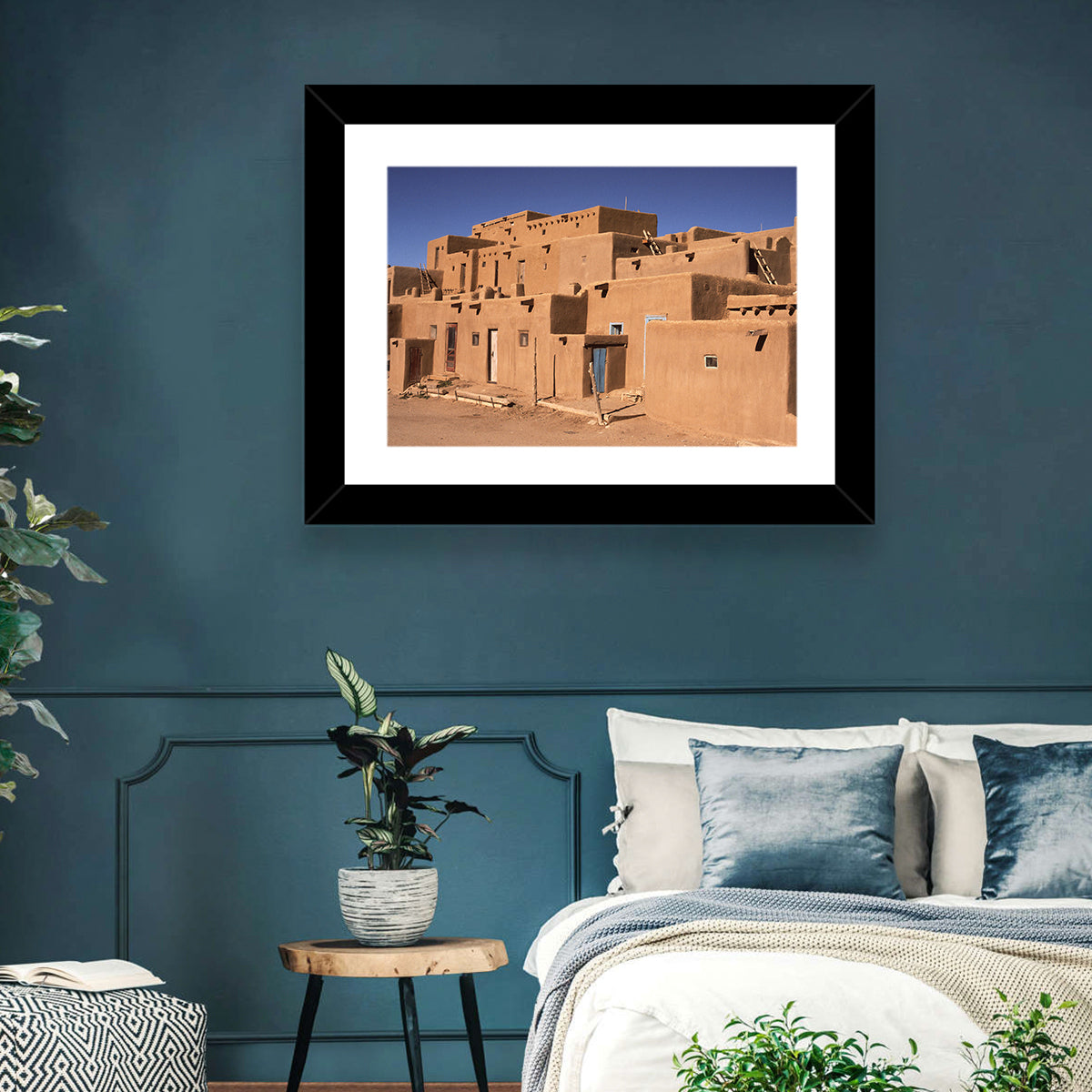 Taos Pueblo North House Wall Art in a room, landscape