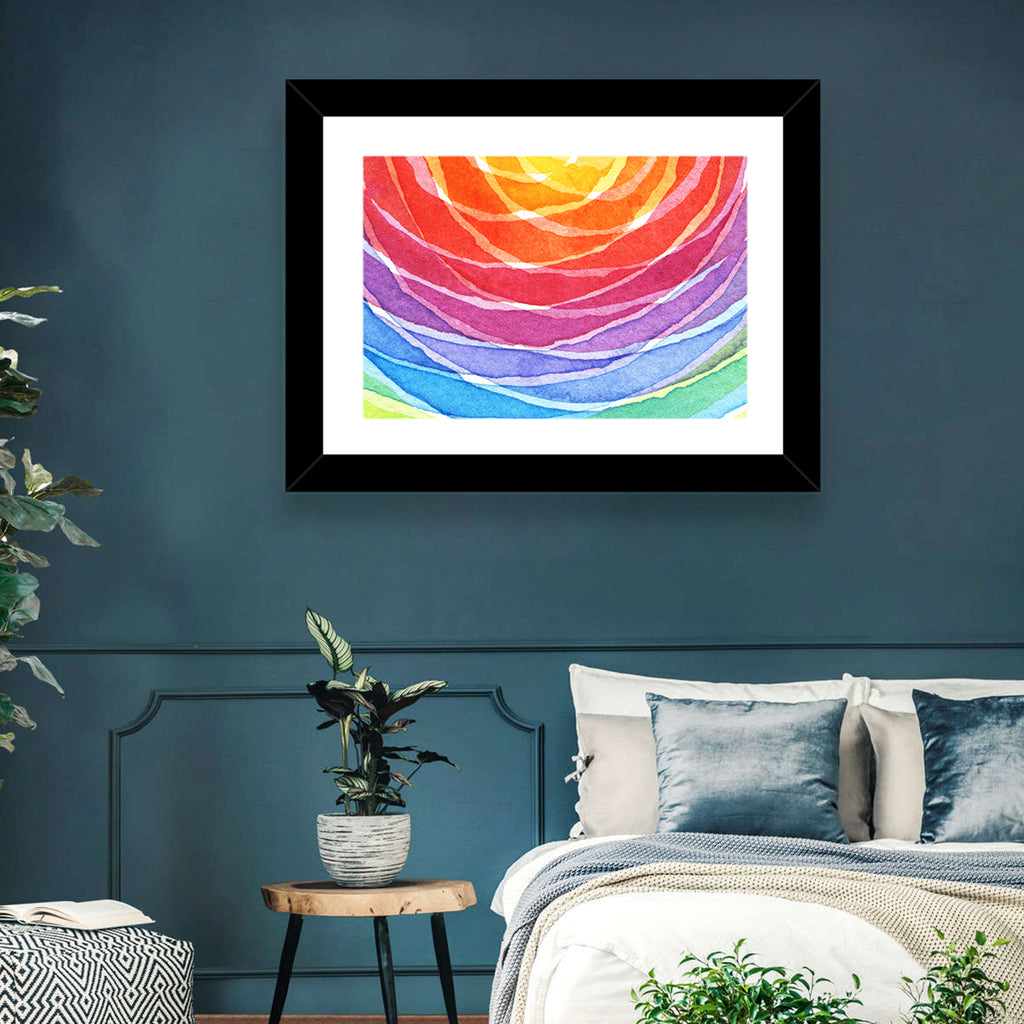 Radiant Rainbow Watercolor Arcs Wall Art