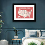 United States Map with State Abbreviations Wall Art