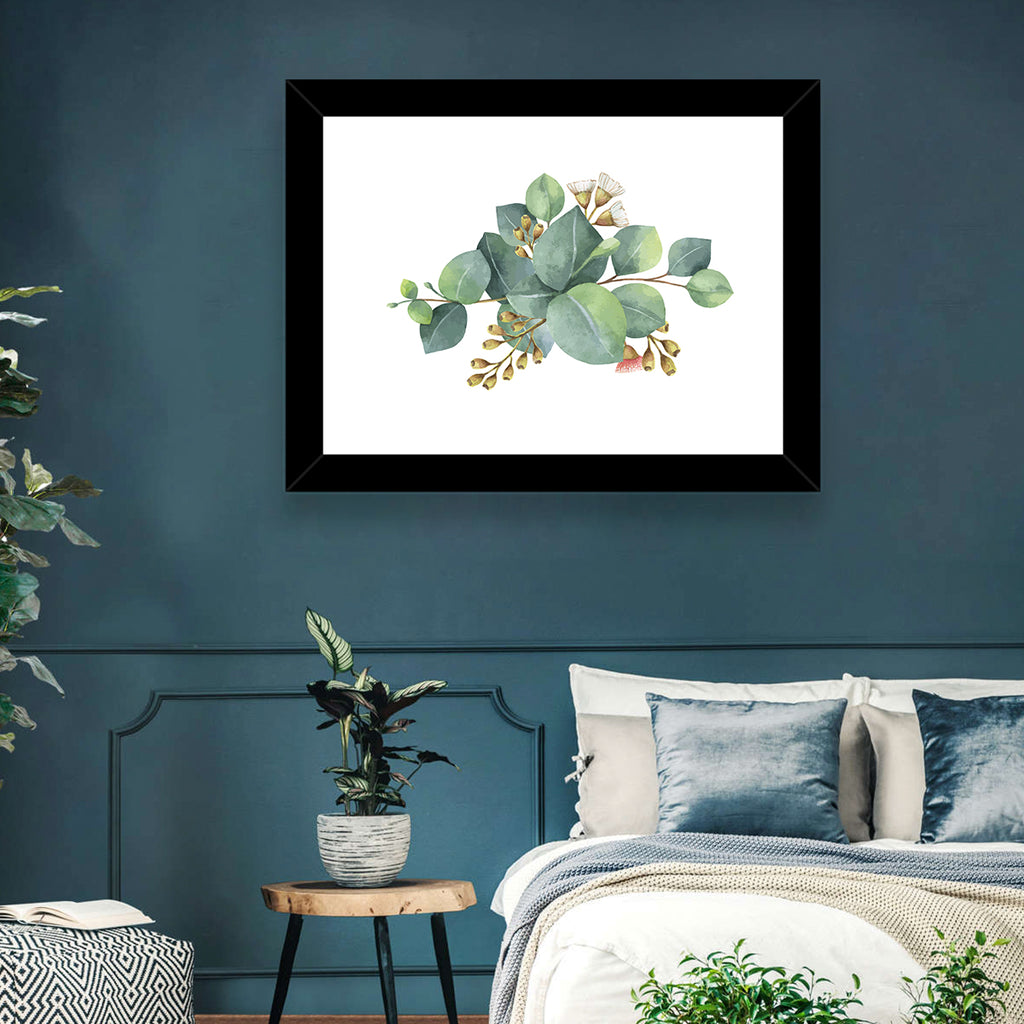 Eucalyptus Leaves with Pink Blossom Wall Art