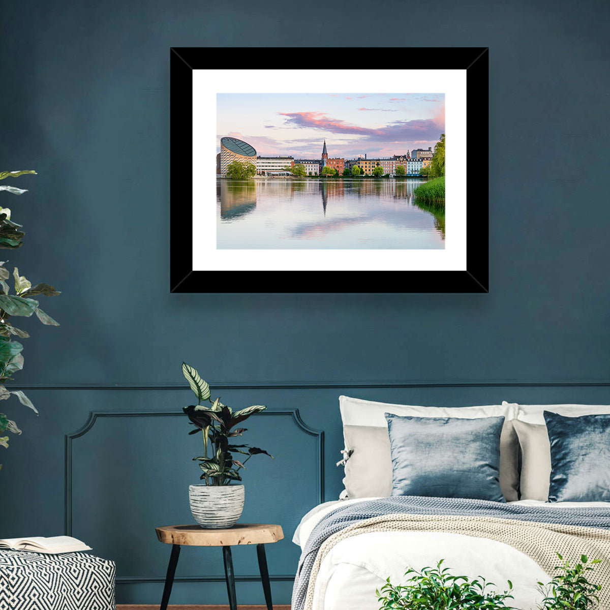 Copenhagen Lake at Sunset Wall Art in a room, landscape
