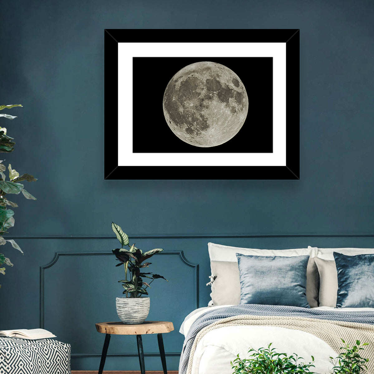 Full Moon with Tycho Rays Wall Art in a room, landscape