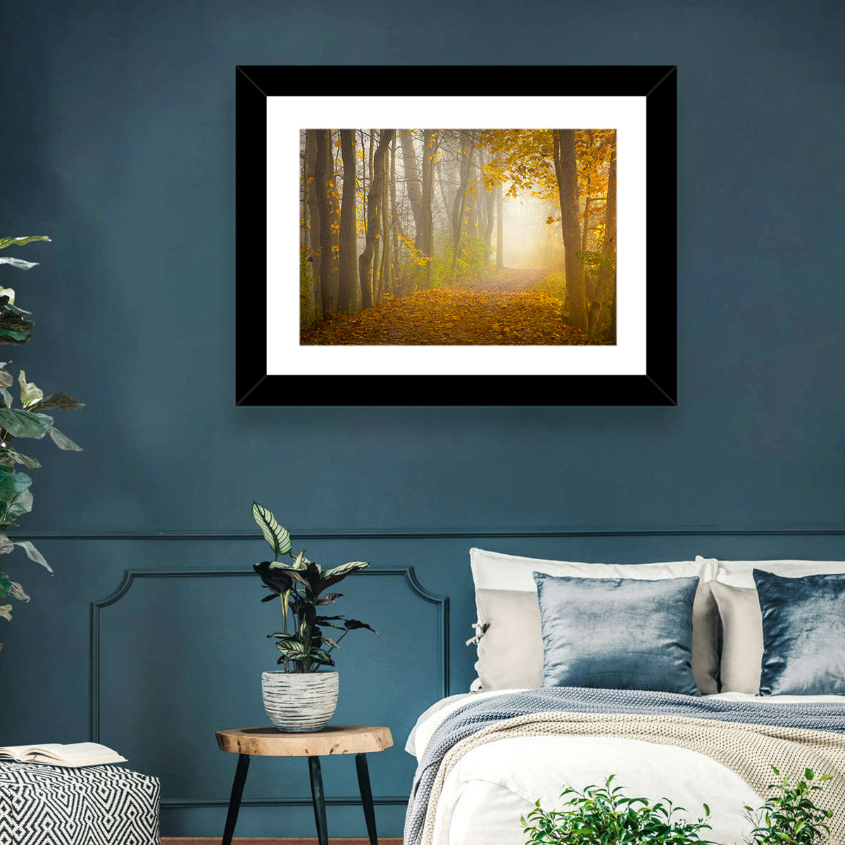 Cuyahoga Valley Autumn Path Wall Art in a room, landscape
