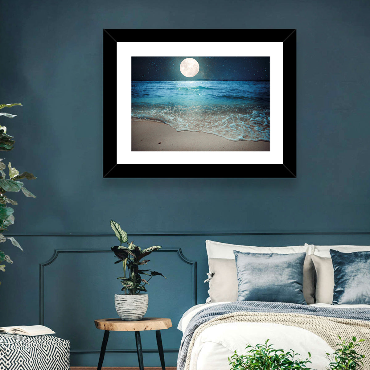 Full Moon Over Beach Wall Art