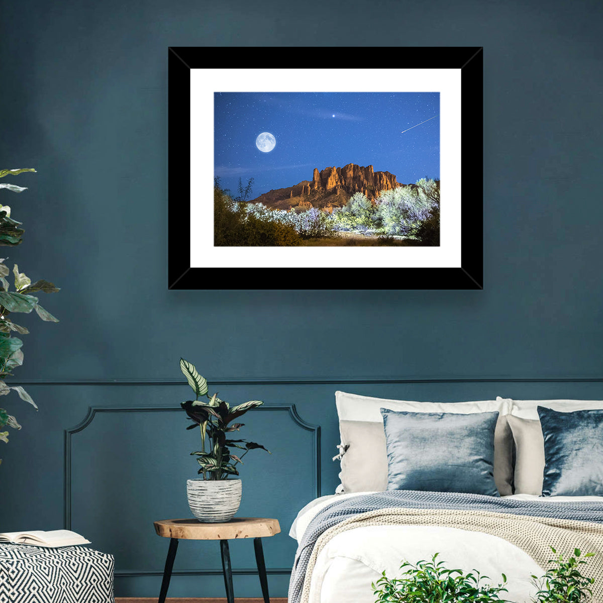Moonlit Superstition Mountains Arizona Wall Art