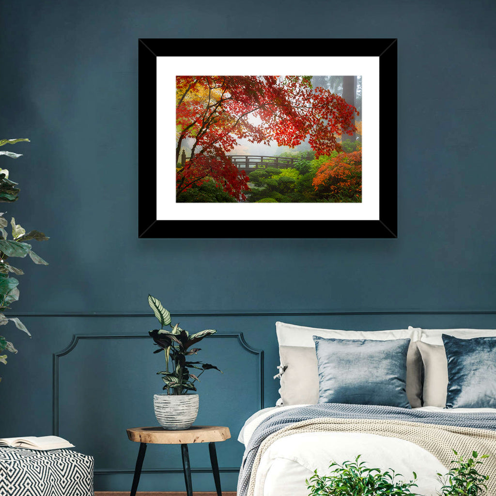 Portland Moon Bridge in Autumn Mist Wall Art
