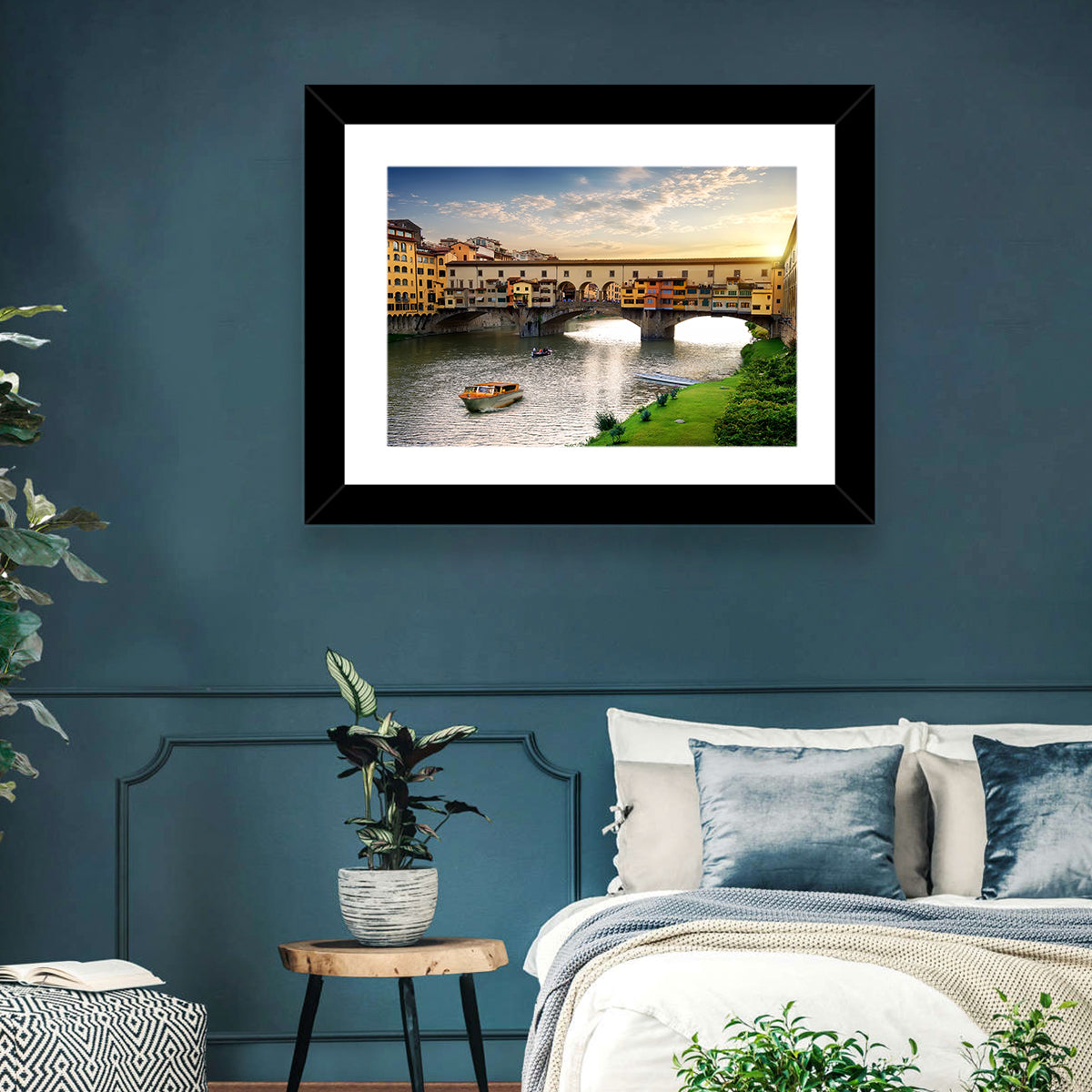 Ponte Vecchio at Golden Hour Wall Art in a room, landscape