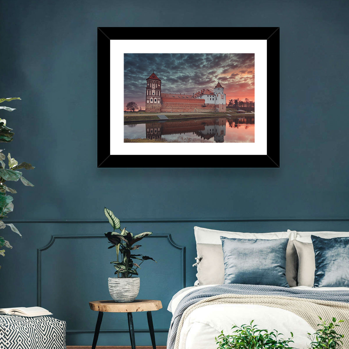 Mir Castle at Dusk Wall Art in a room, landscape