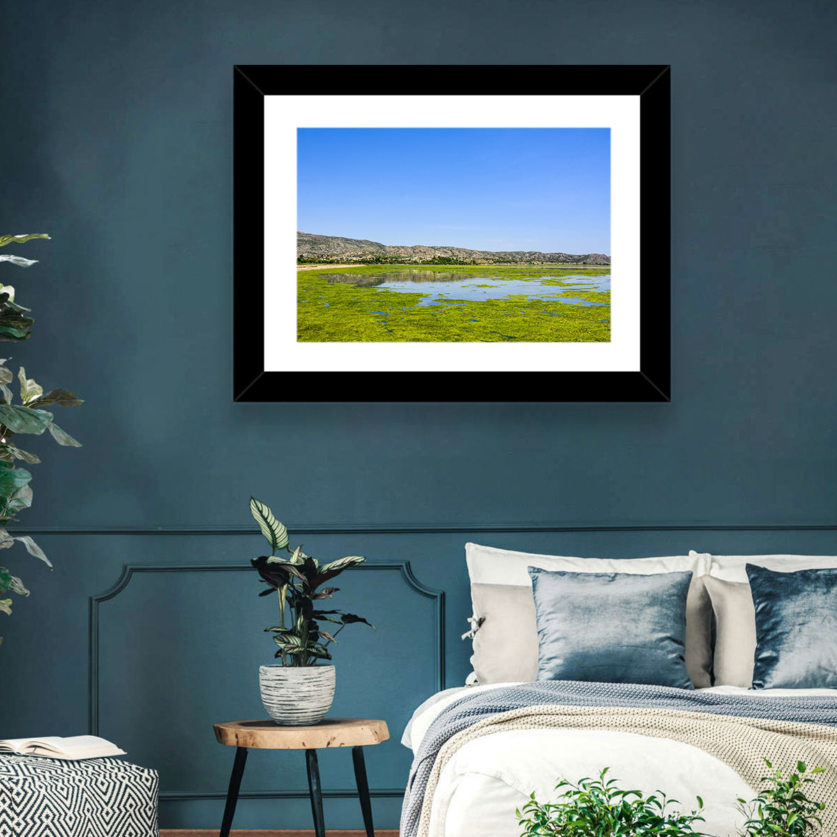 Uchali Lake Algae Reflection Wall Art in a room, landscape