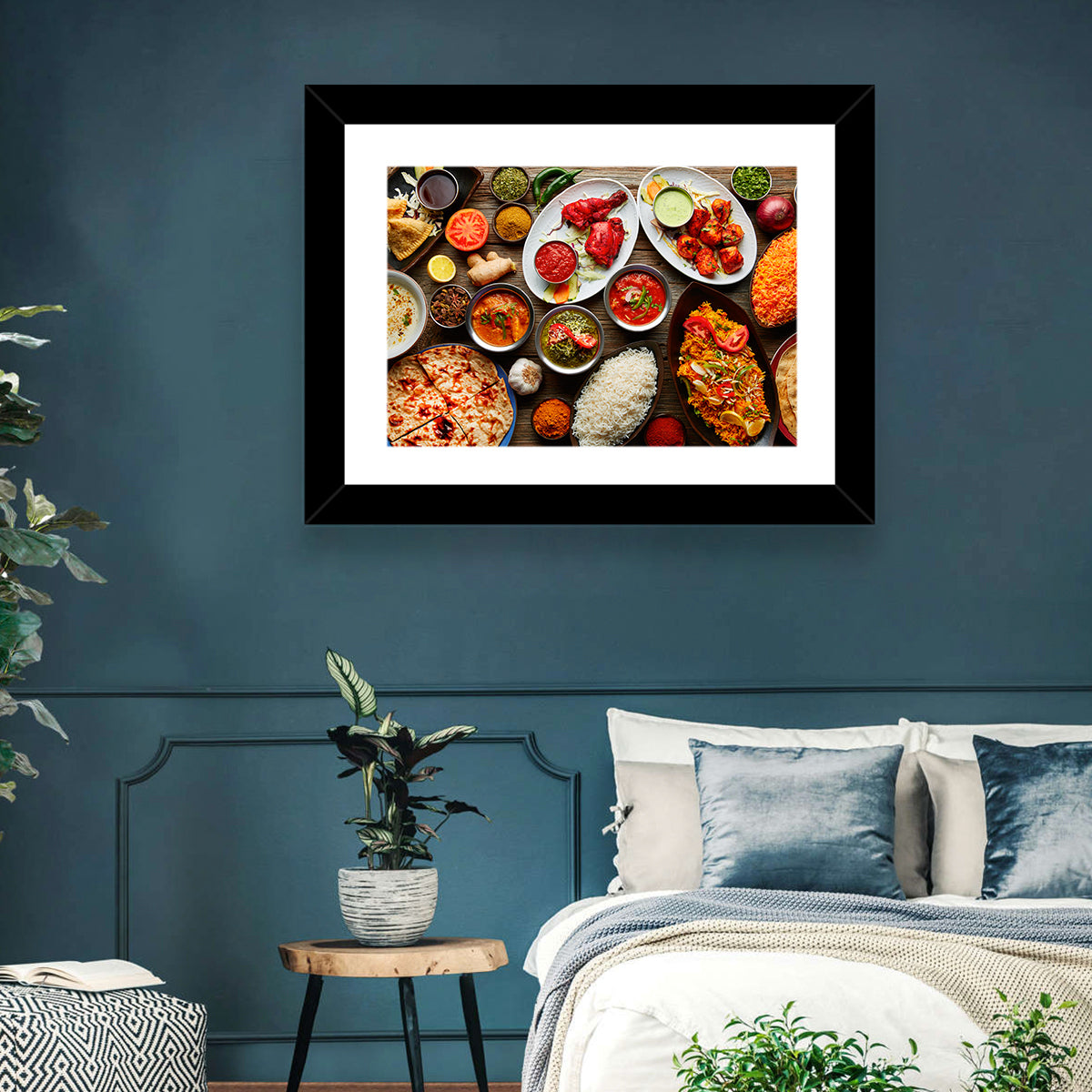 Indian Cuisine Flat Lay Wall Art in a room, landscape