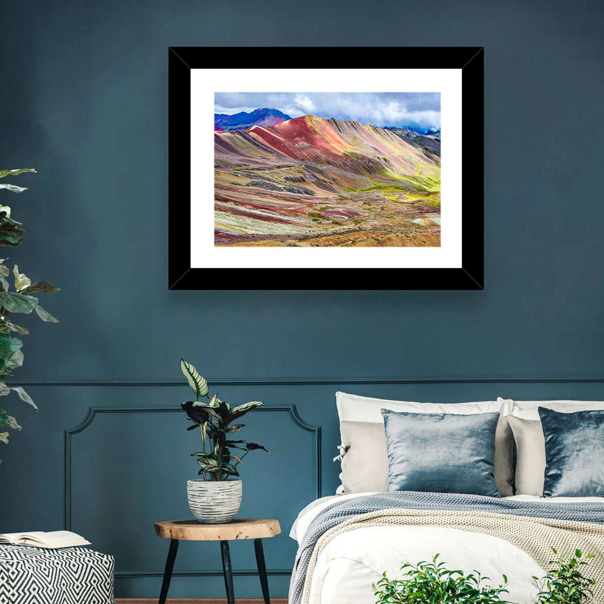 Vinicunca Rainbow Mountain Peru Wall Art in a room, landscape