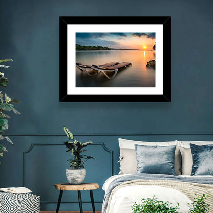 Sunset Over Coastal Lounge Chairs Wall Art