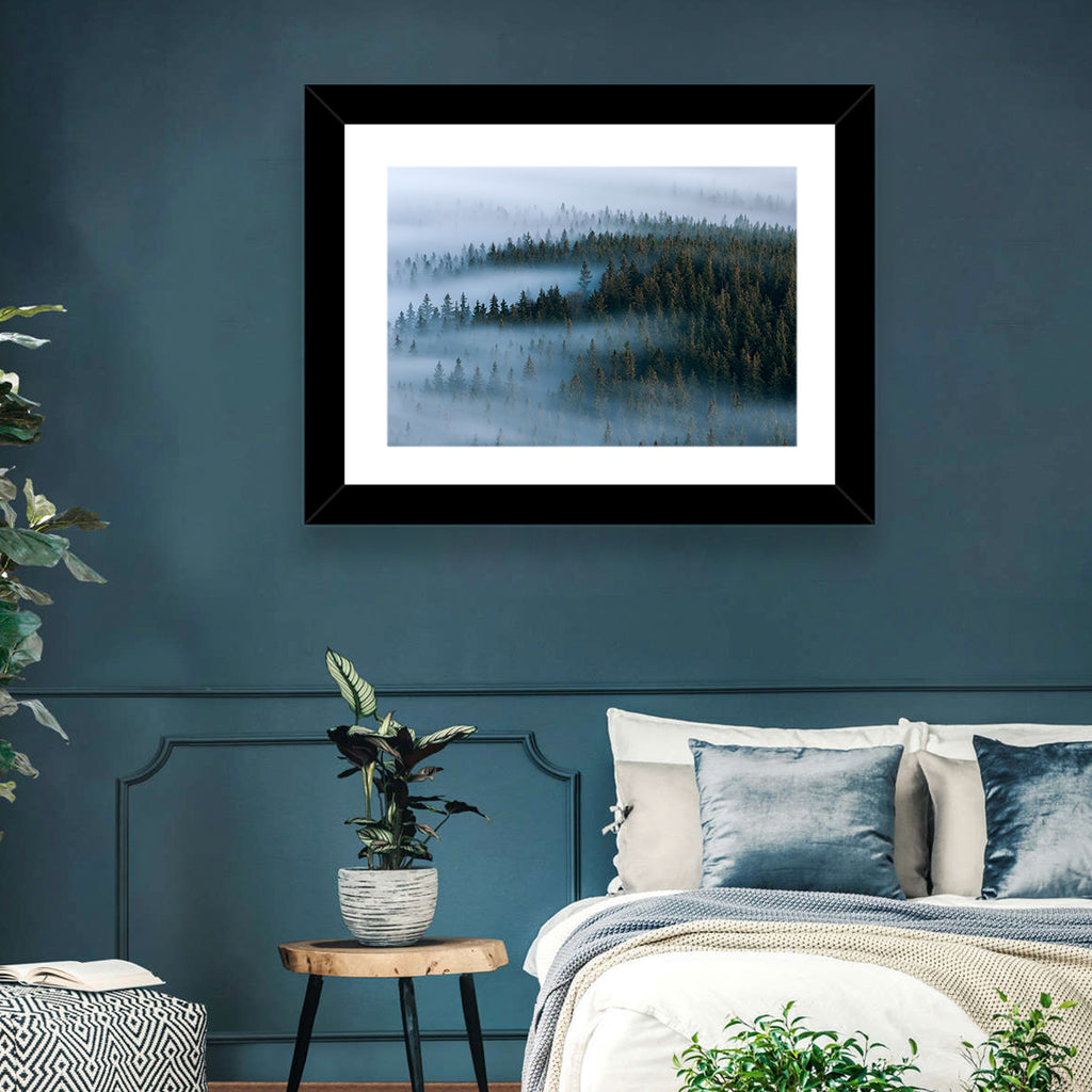 Morning Mist Over Pine Valley Wall Art