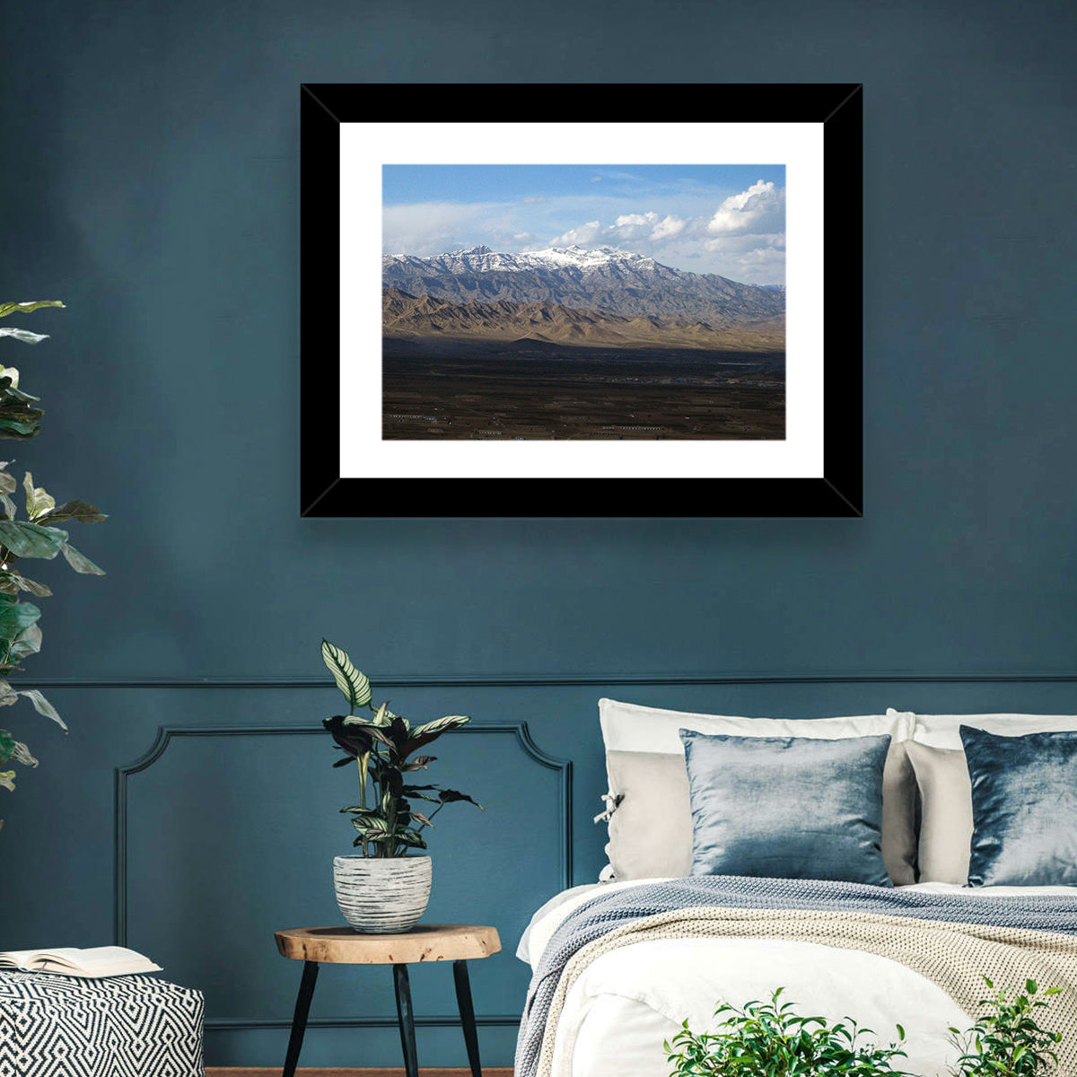 Snow-capped Afghan Mountains Wall Art in a room, landscape