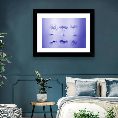 Blue Dandelion Seeds with Reflections Wall Art