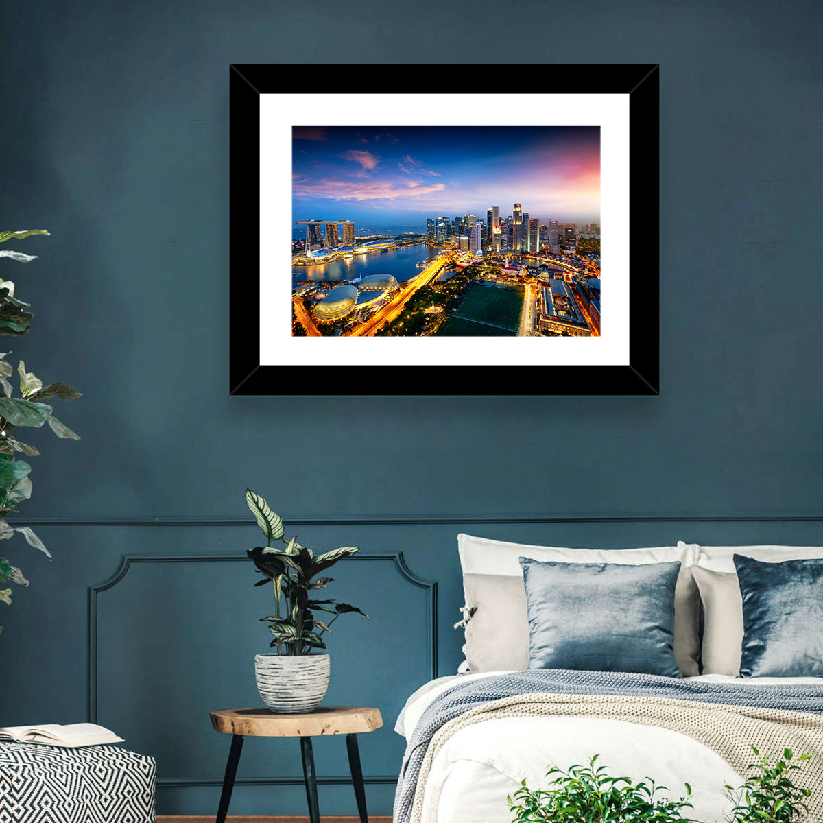 Marina Bay Twilight Singapore Wall Art in a room, landscape