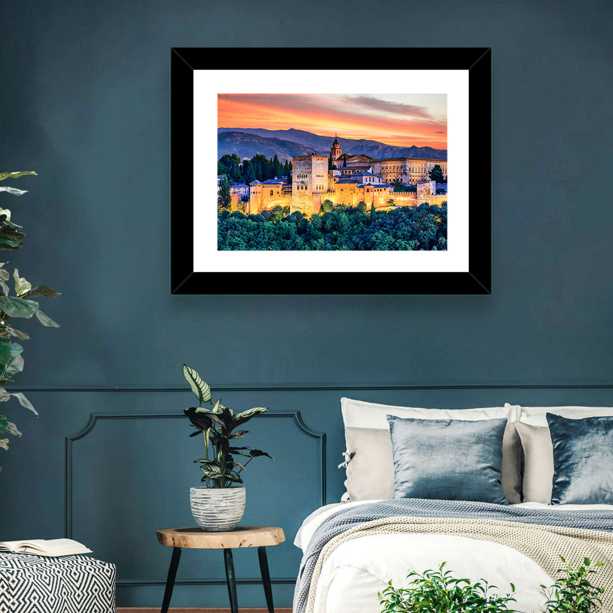 Alhambra Fortress at Golden Sunset Wall Art
