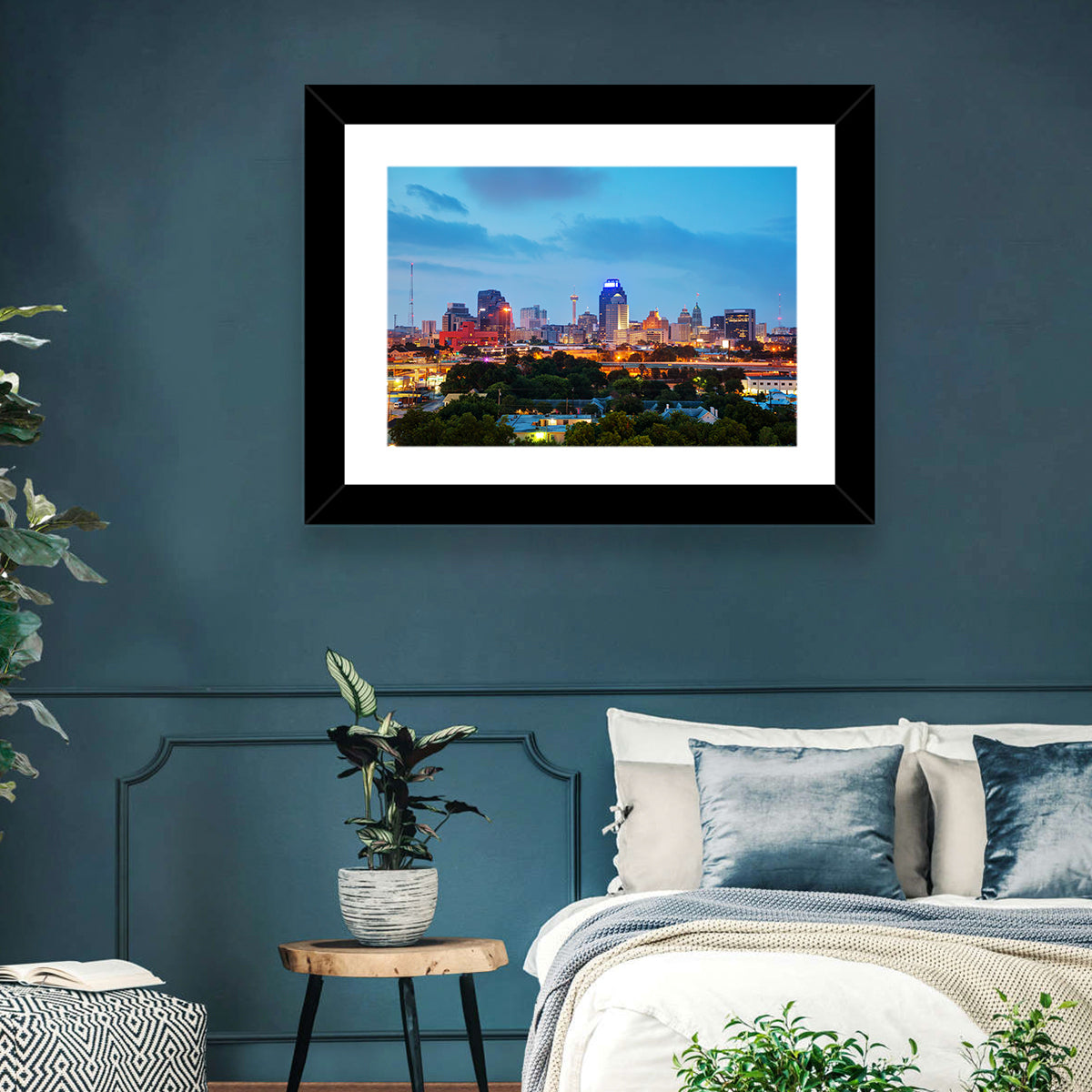 San Antonio Skyline at Dusk Wall Art
