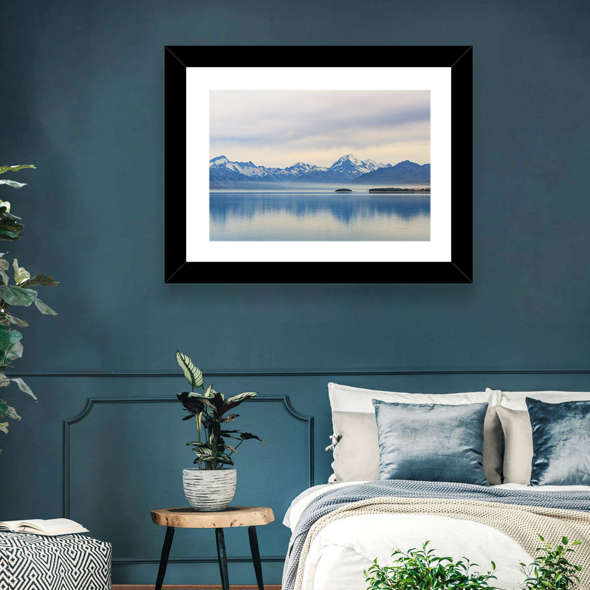 Mount Cook Reflection at Lake Pukaki Wall Art in a room, landscape