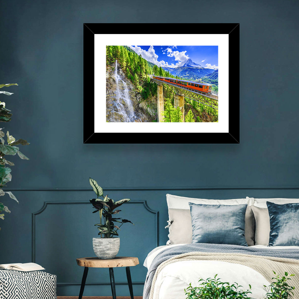 Gornergrat Tourist Train Wall Art in a room, landscape