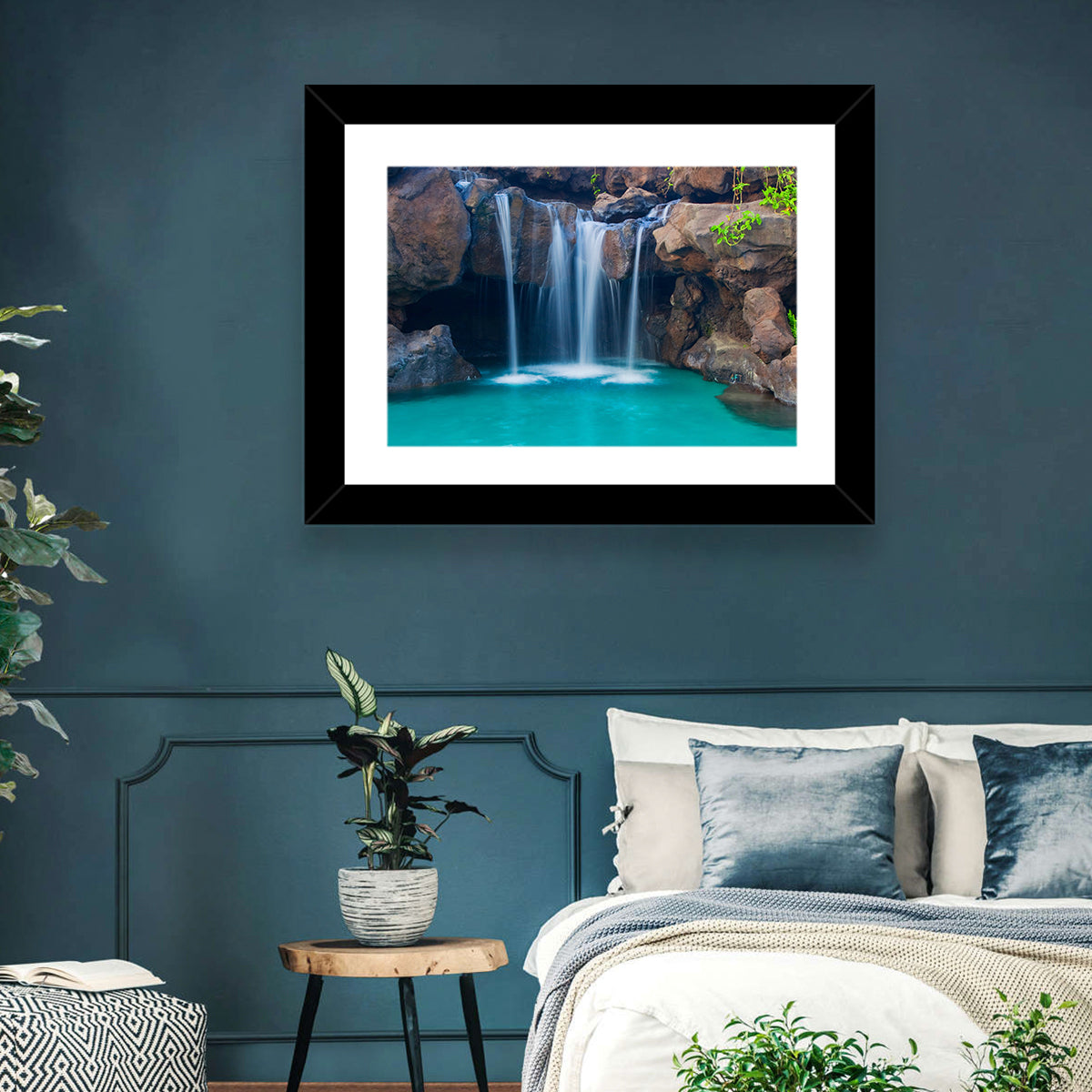 Waterfall Into Turquoise Pool Wall Art