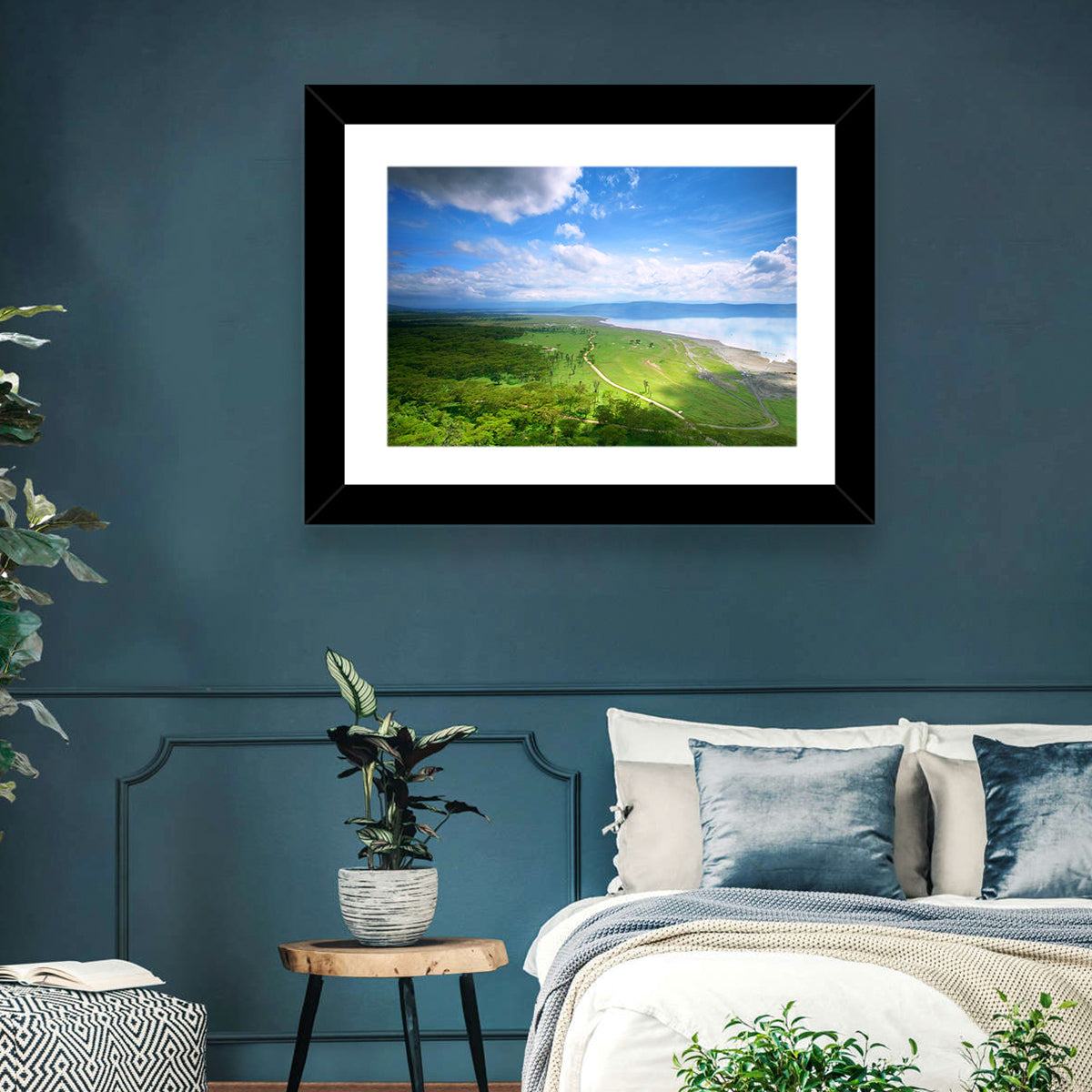 Lake Nakuru Overlook Wall Art in a room, landscape