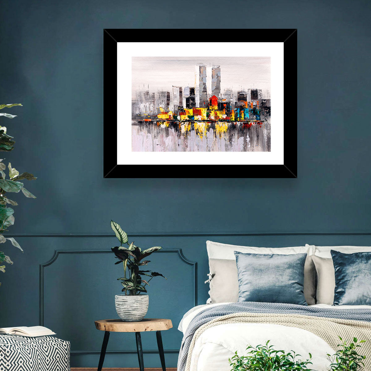 Abstract Skyline with Water Reflection Wall Art
