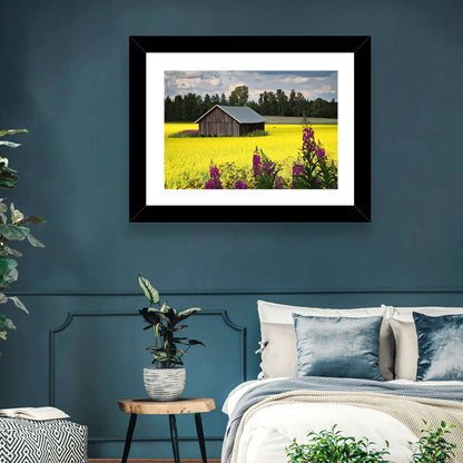 Finnish Barn in Yellow Field Wall Art