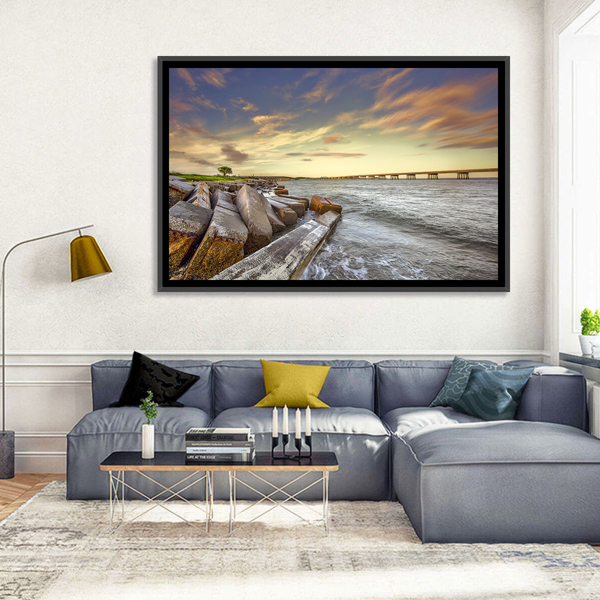 Nassau County Causeway at Sunset Wall Art in a room, landscape