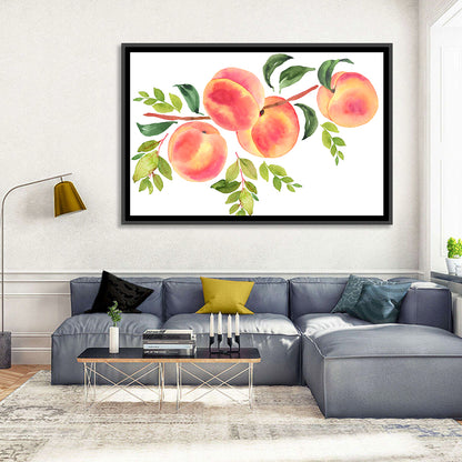 Watercolor Peach Branch Wall Art