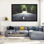 Summer Forest Road with Yellow Sign Wall Art