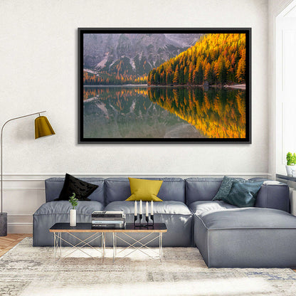 Braies Lake Golden Reflection Wall Art