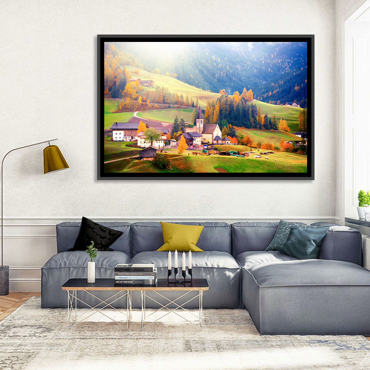 Santa Maddalena Golden Hour Wall Art in a room, landscape