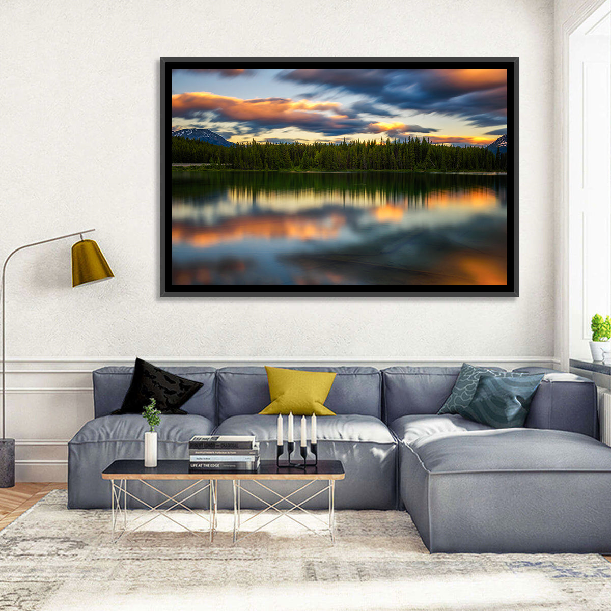 Herbert Lake Sunset Reflection Wall Art