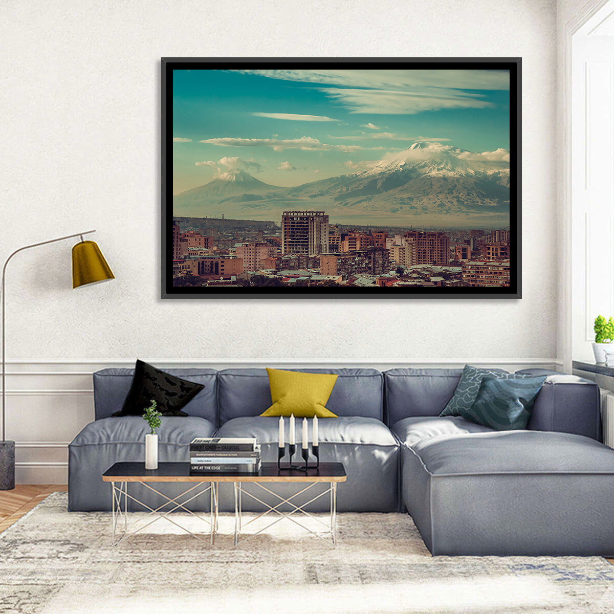 Yerevan Skyline with Mount Ararat Wall Art in a room, landscape