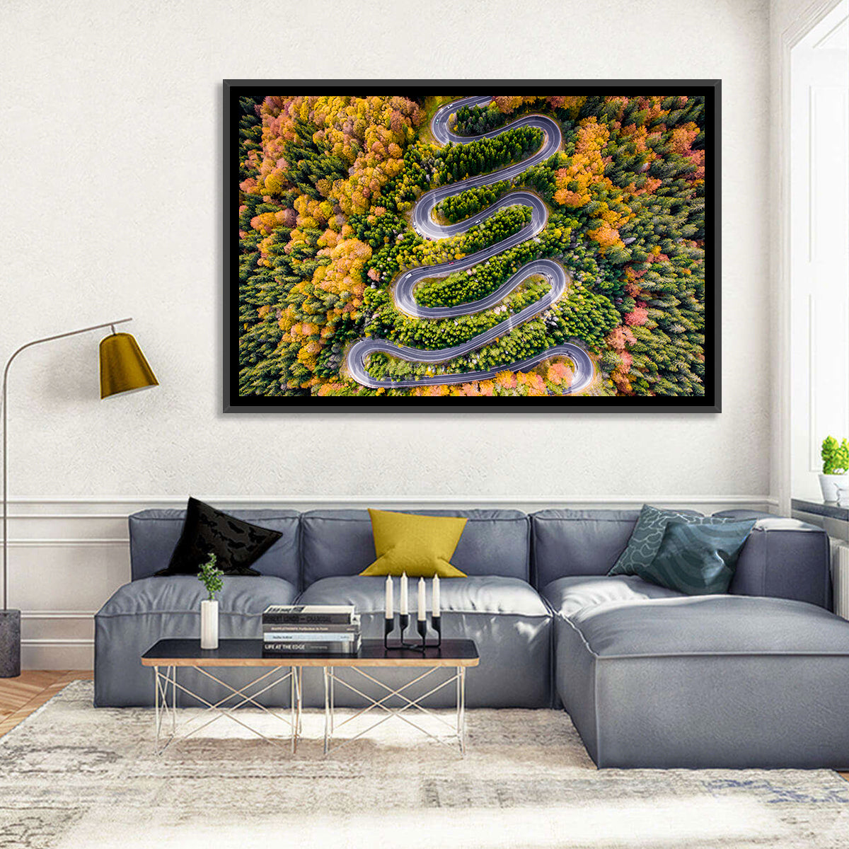 Autumn Winding Forest Road Wall Art