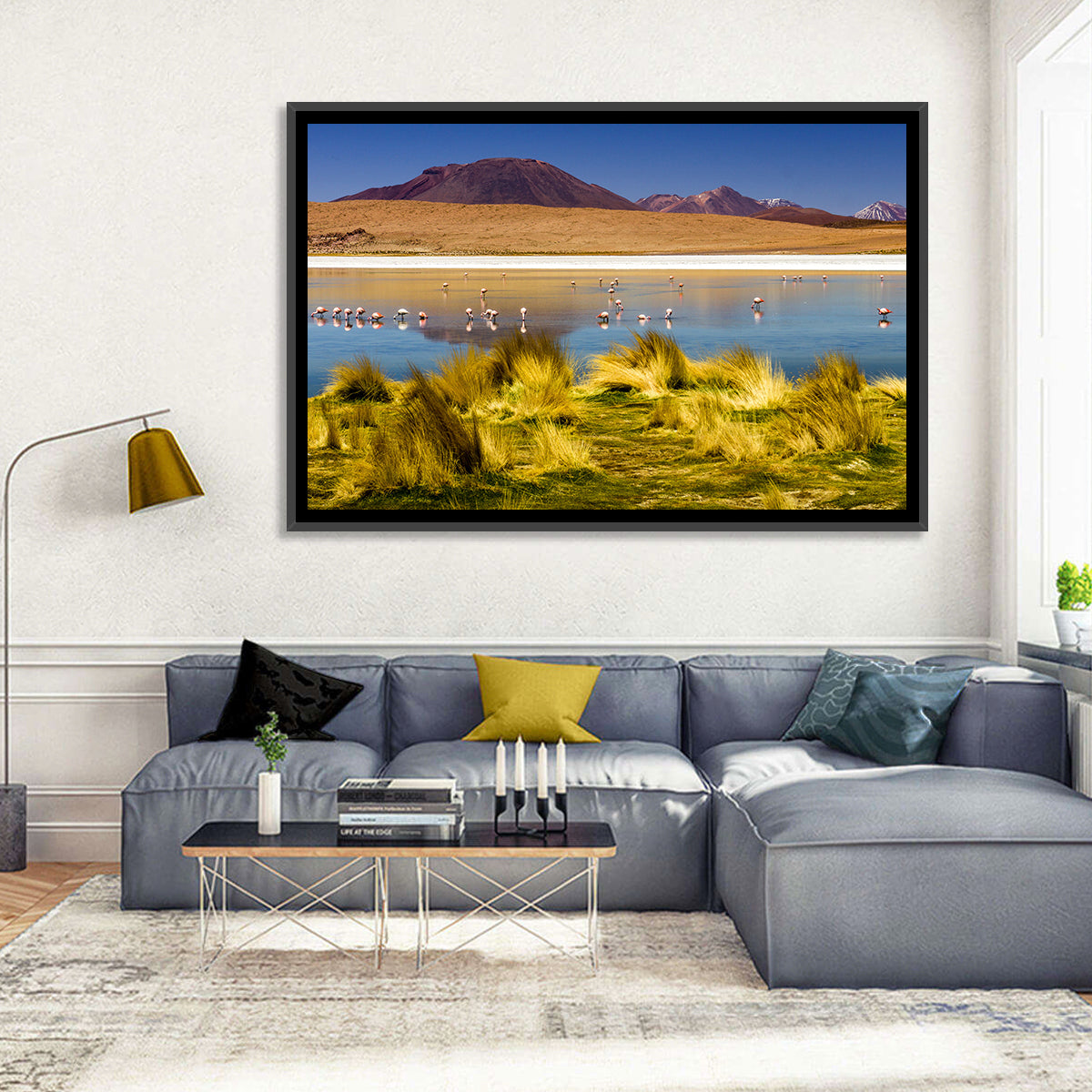 Flamingos on Salt Lake Wall Art