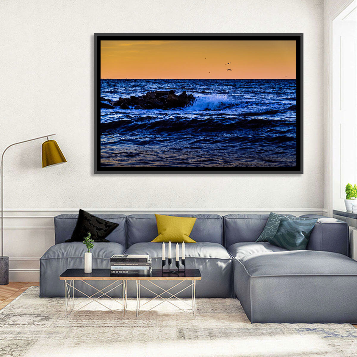 Marmara Sea Waves at Sunset Wall Art in a room, landscape