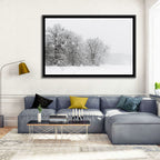 Snow-covered Trees in Fog Wall Art