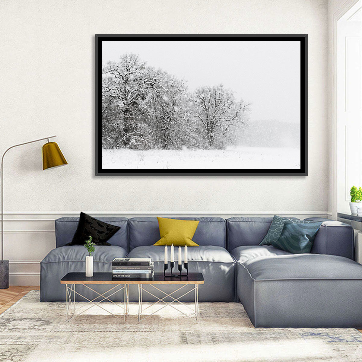 Snow-covered Trees in Fog Wall Art