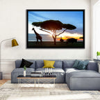 Savanna Silhouettes at Golden Hour Wall Art
