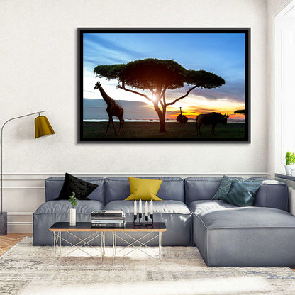 Savanna Silhouettes at Golden Hour Wall Art