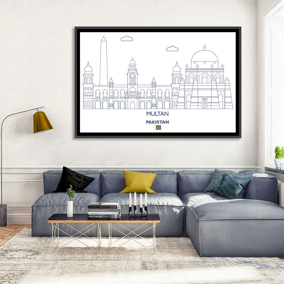 Multan Skyline with Shah Rukn-e-alam Wall Art in a room, landscape