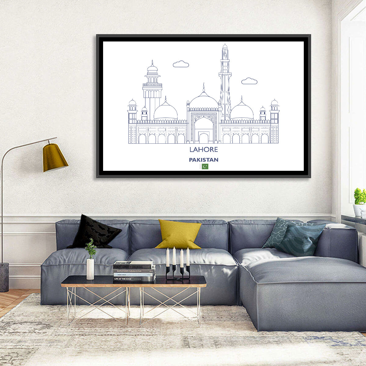 Lahore Skyline with Badshahi Mosque Wall Art in a room, landscape