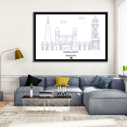 Faisalabad Clock Tower Skyline Wall Art