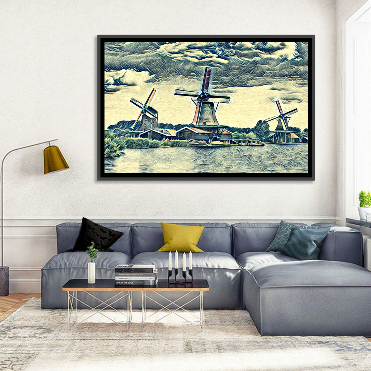 Three Vintage Windmills Wall Art