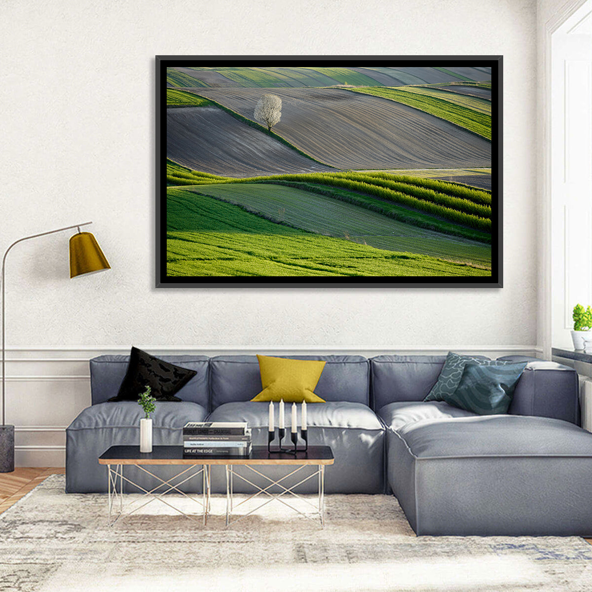 Springtime Polish Fields Wall Art in a room, landscape