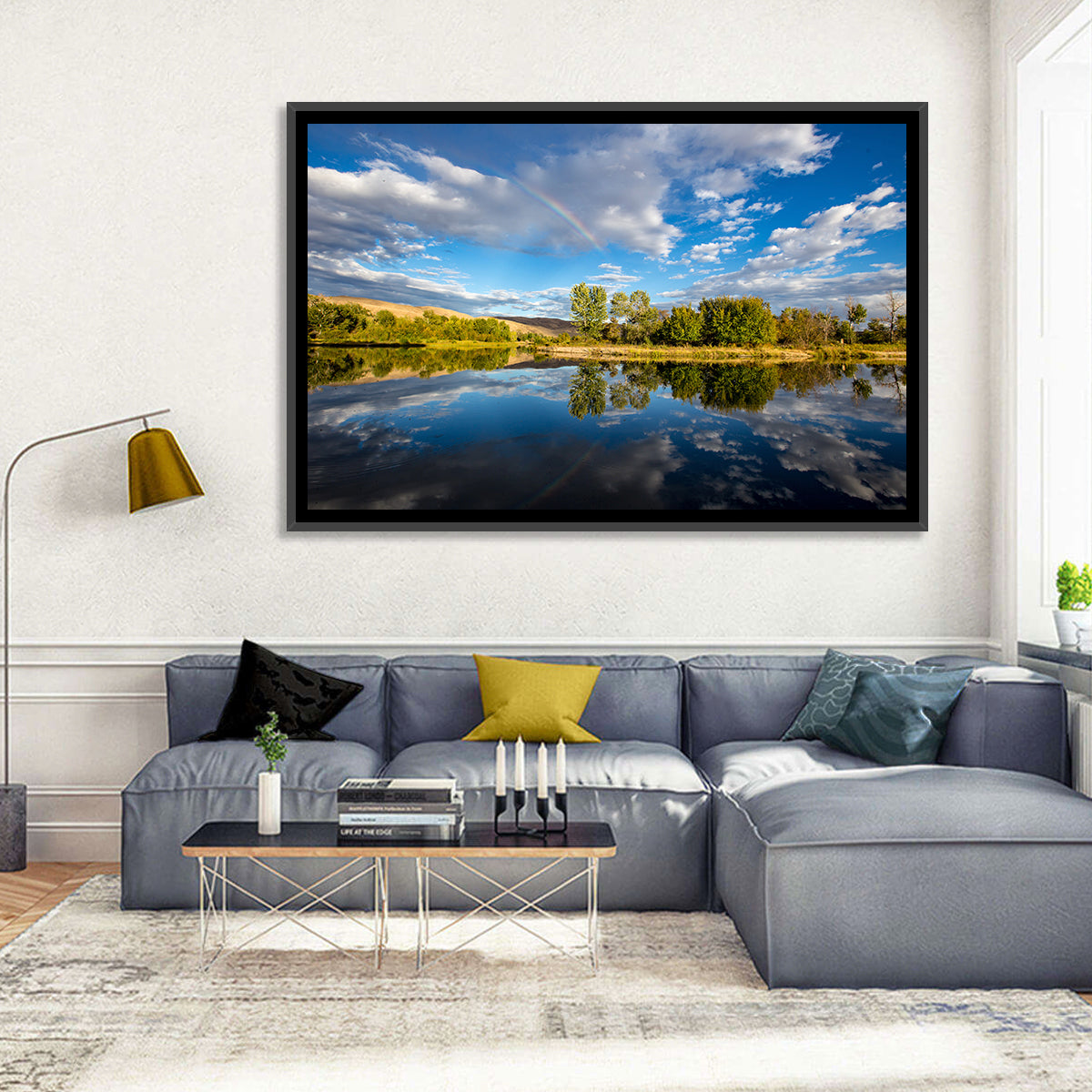 Boise River Rainbow Reflection Wall Art