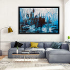 Rainy Abstract Skyline Reflection Wall Art